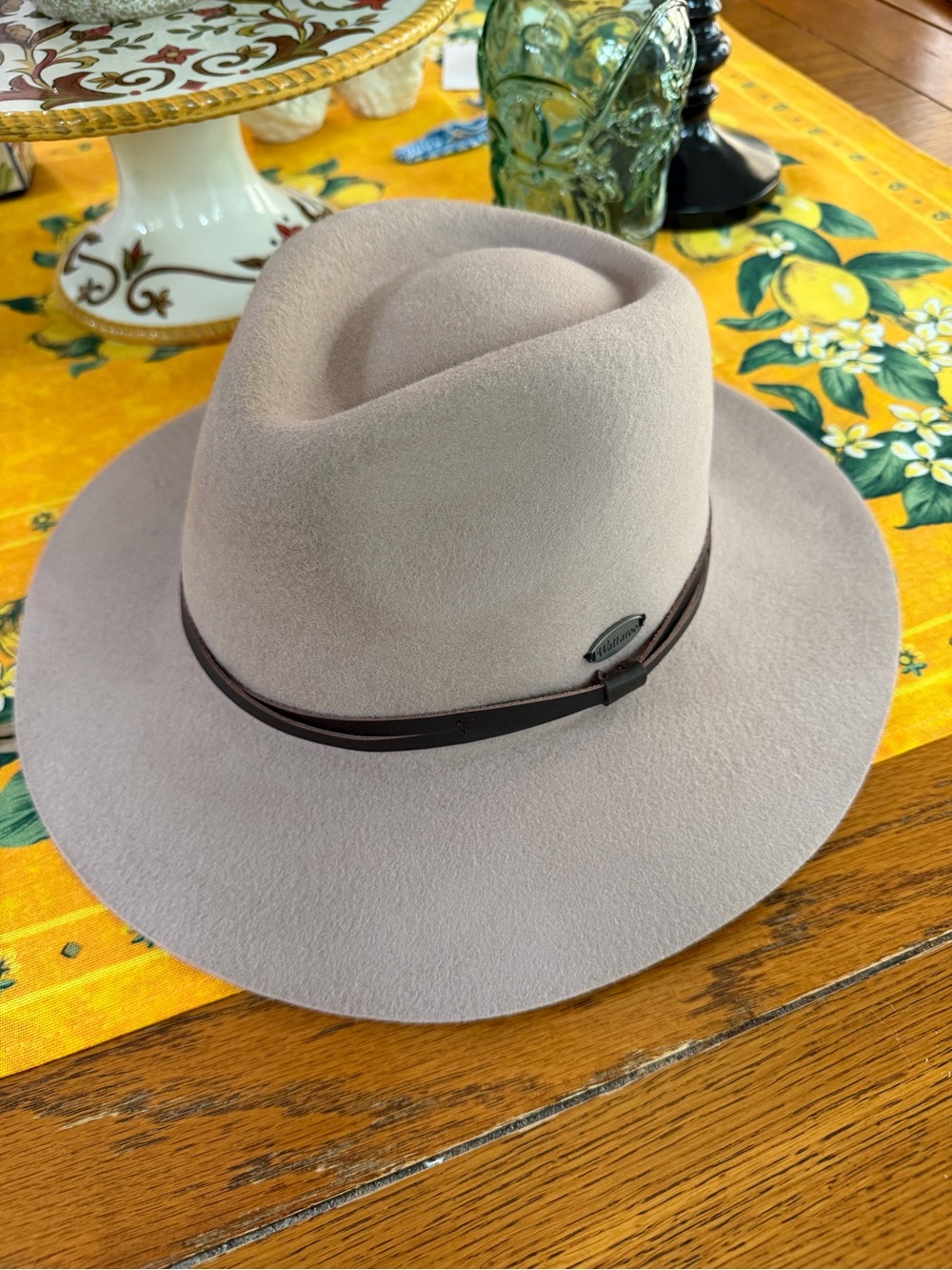 Wallaroo Aspen Wool Fedora Hat Adjustable Strap Beige VGUC